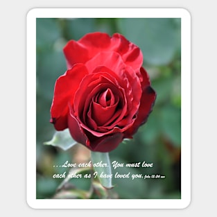 Love Each Other Red Rose Bloom Sticker